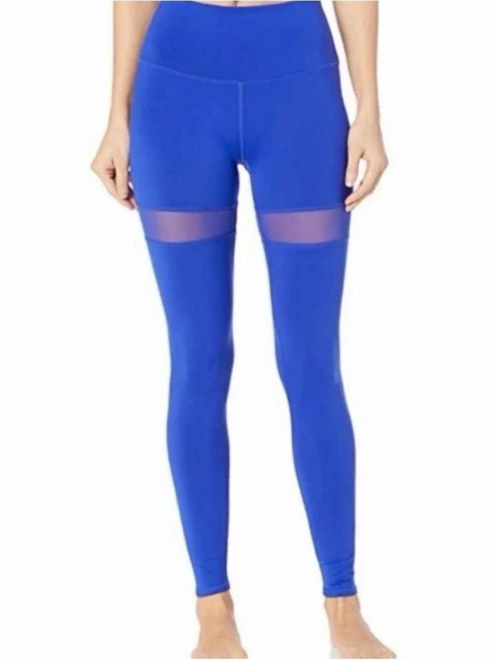 Alo Yoga Vintage Cobalt Blue Mesh Panel High Waist Leggings Size Medium